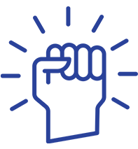 Autonomy icon - fist in air with lines around